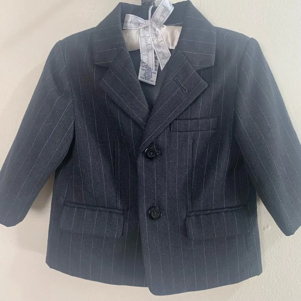Gymboree Size 6-12 Months Baby Wool Pinstriped Blazer Jacket Carcoal Black